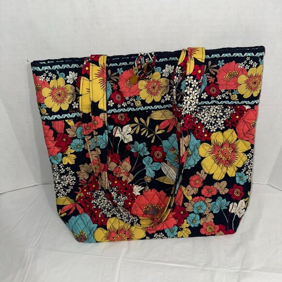 Vera Bradley Large Happy Snails Floral Tote Bag With Dual Handles - Picture 1 of 3